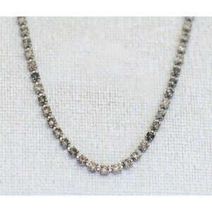 15 1/2 inch, Vintage Beautiful Rhinestones Silver Tone Choker Necklace - G1